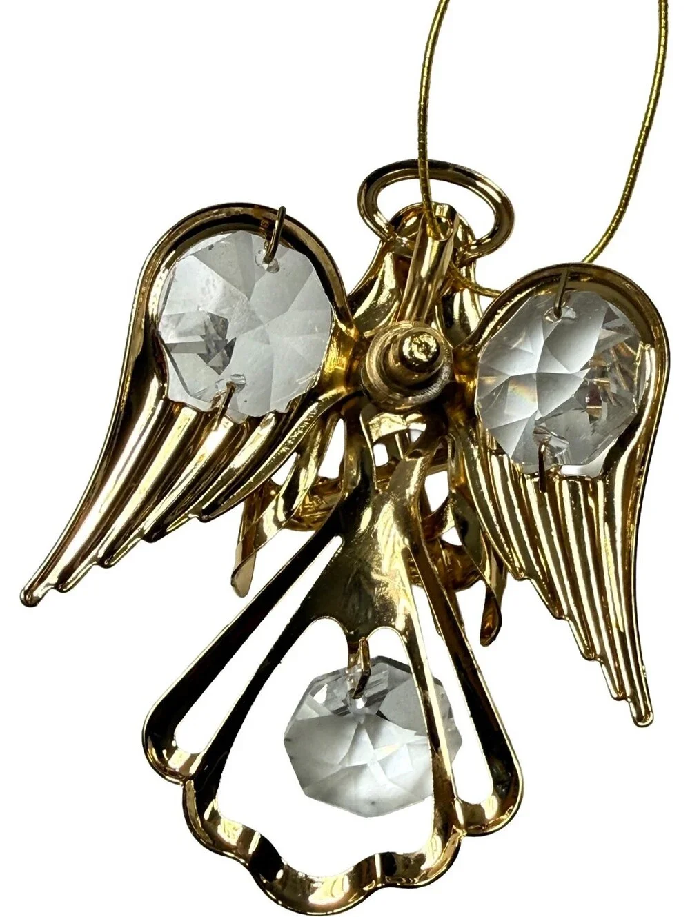 Angel 24-K Gold Plated With Austrian Crystal Angel Holding a Cross Xmas Ornament